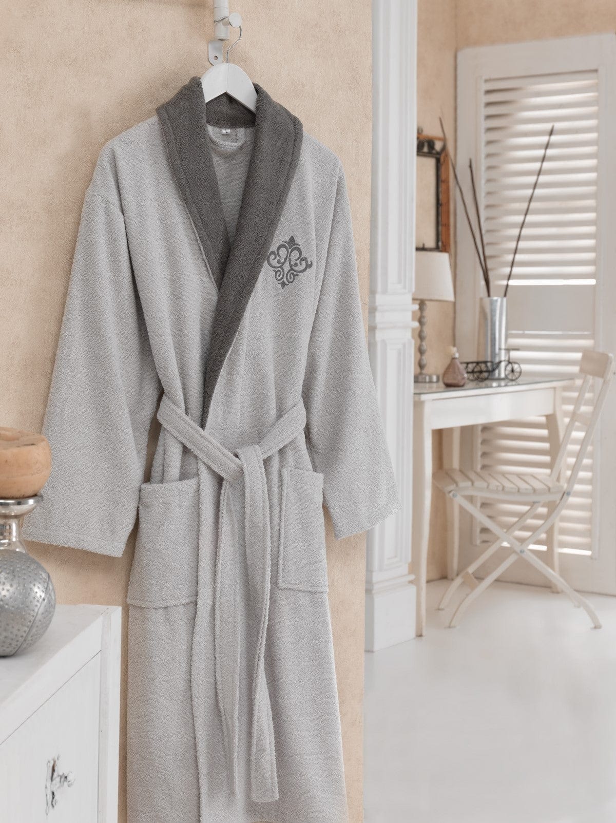 Accappatoio unisex in cotone Daily Grigio, M / L