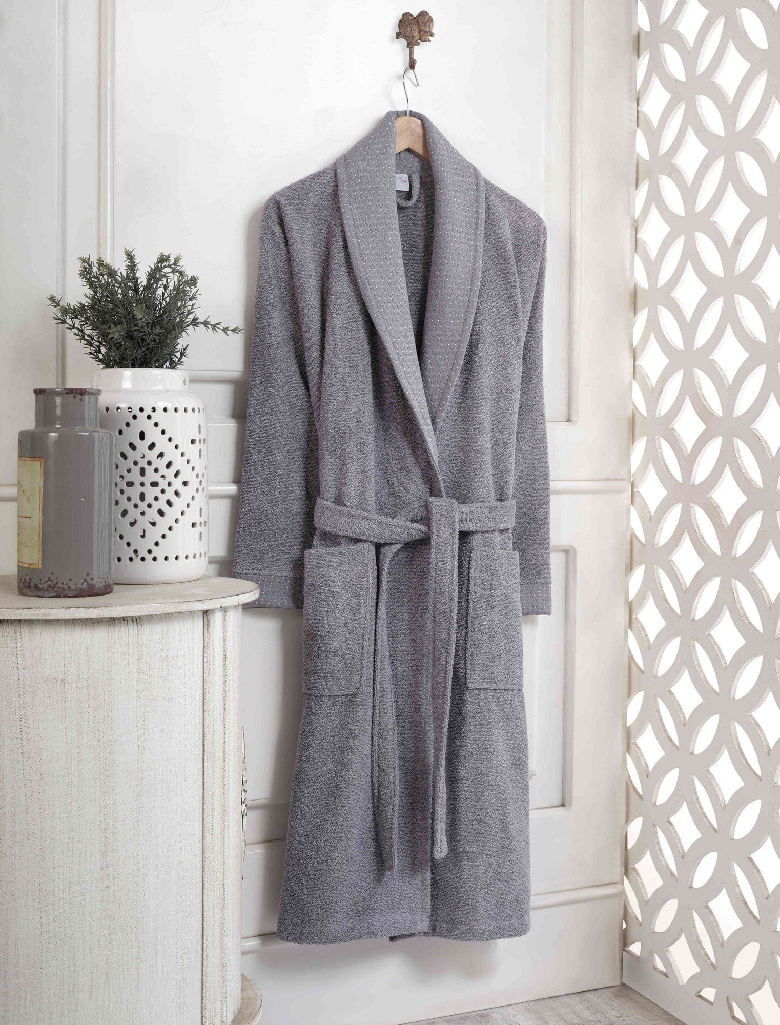 Accappatoio unisex in cotone Madrid Grigio, M / L