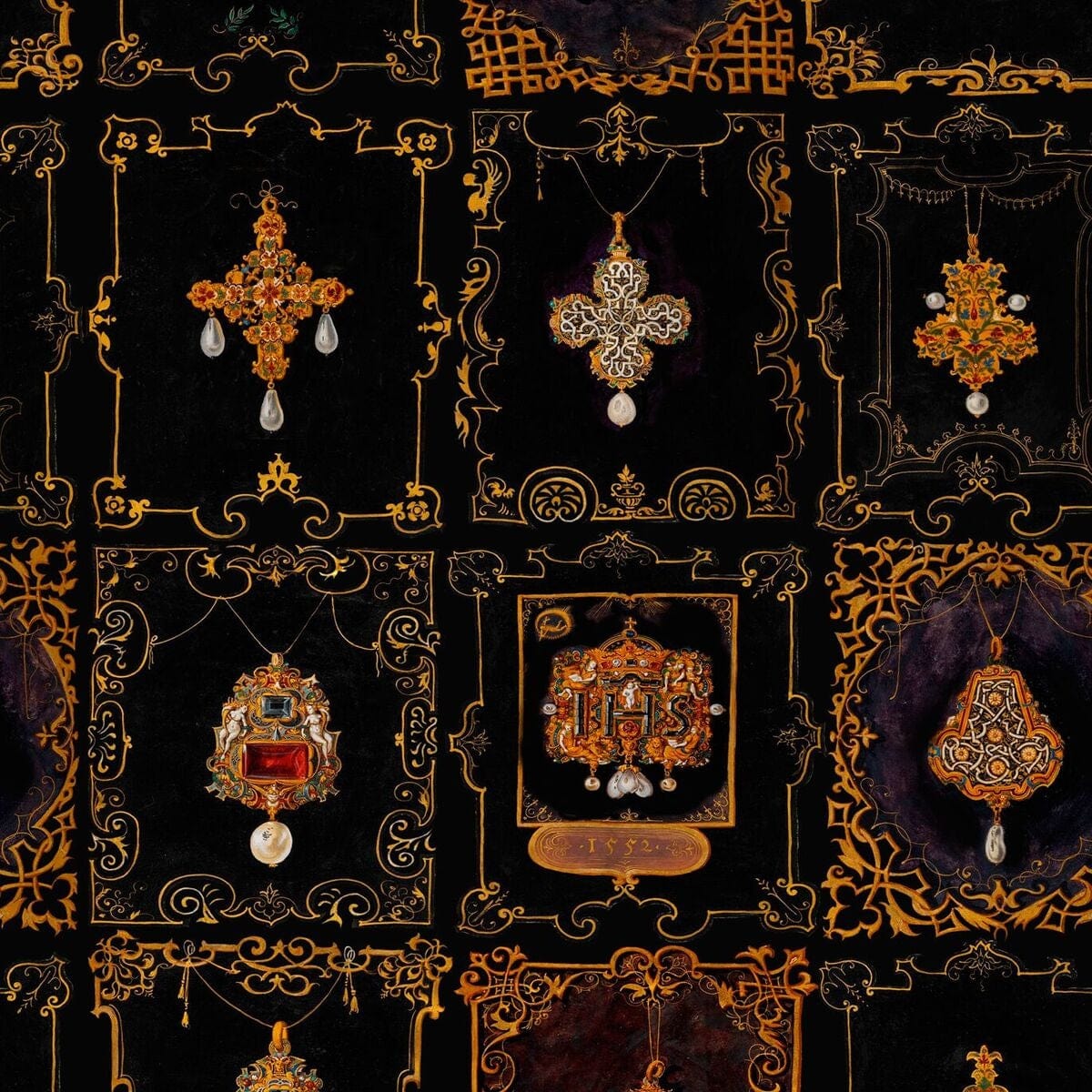 Anna`s Jewelry Carta da parati digitale stampata Set di 3 rotoli