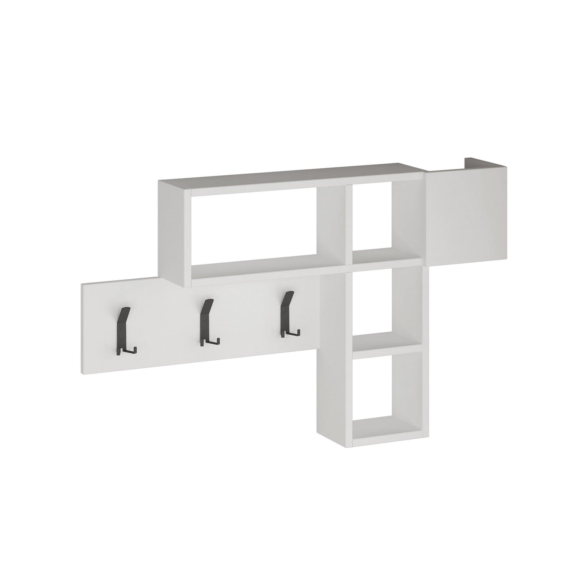 Appendiabiti a muro con mensole Game Bianco (1)