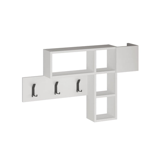 Appendiabiti a muro con mensole Game Bianco (1)