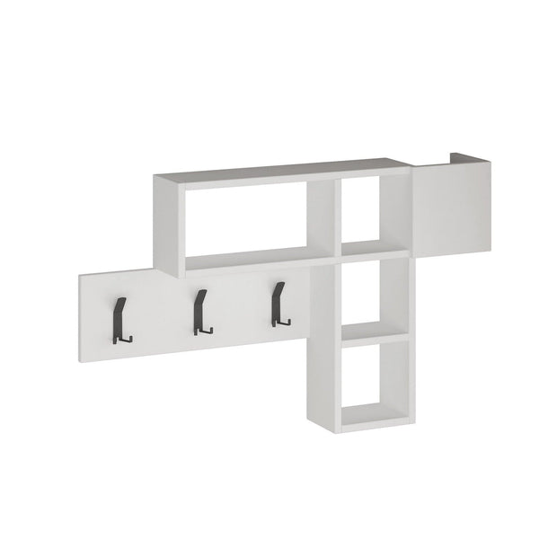 Appendiabiti a muro con mensole Game Bianco (1)