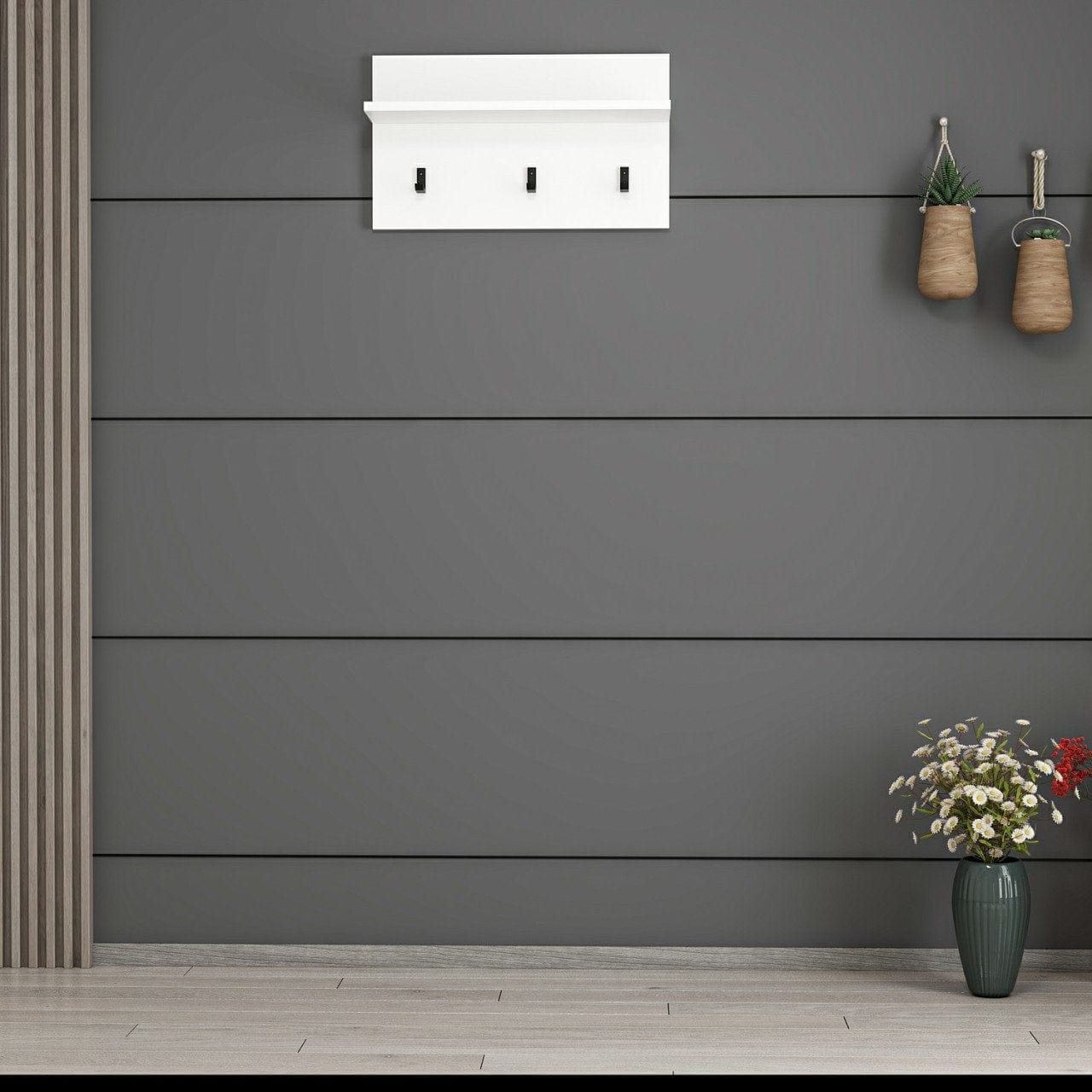 Appendiabiti a muro con mensole Noah 7191 Bianco (1)