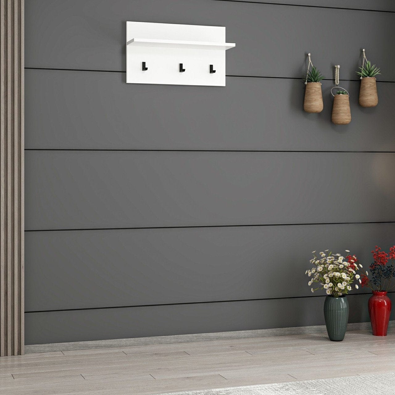 Appendiabiti a muro con mensole Noah 7191 Bianco (2)