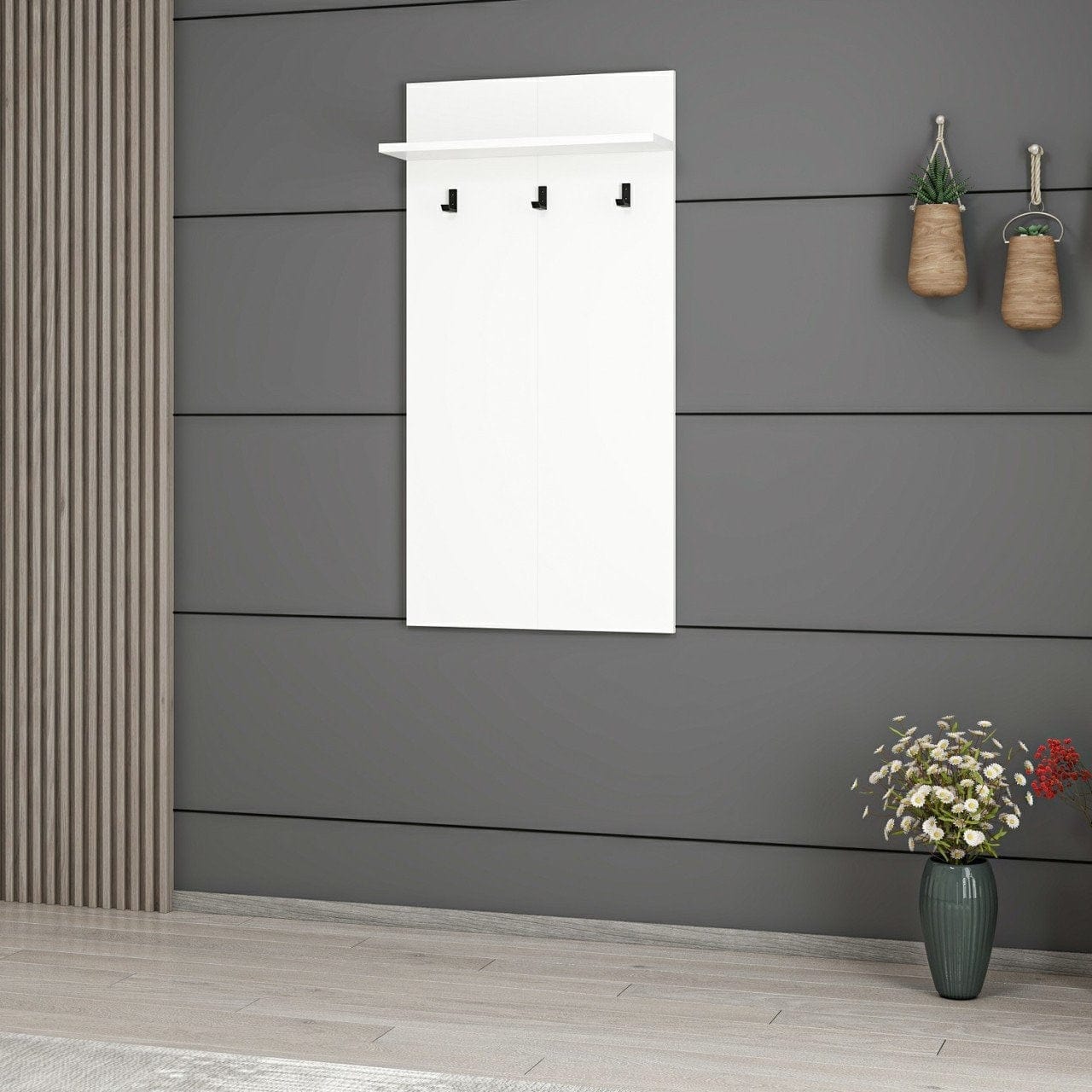 Appendiabiti a muro con mensole Noah 7192 Bianco