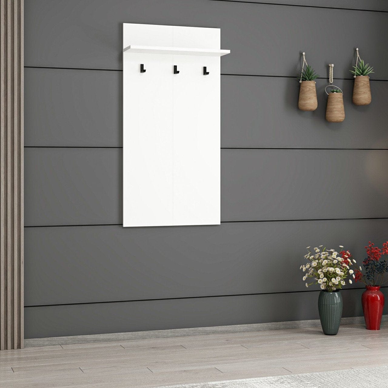 Appendiabiti a muro con mensole Noah 7192 Bianco (2)