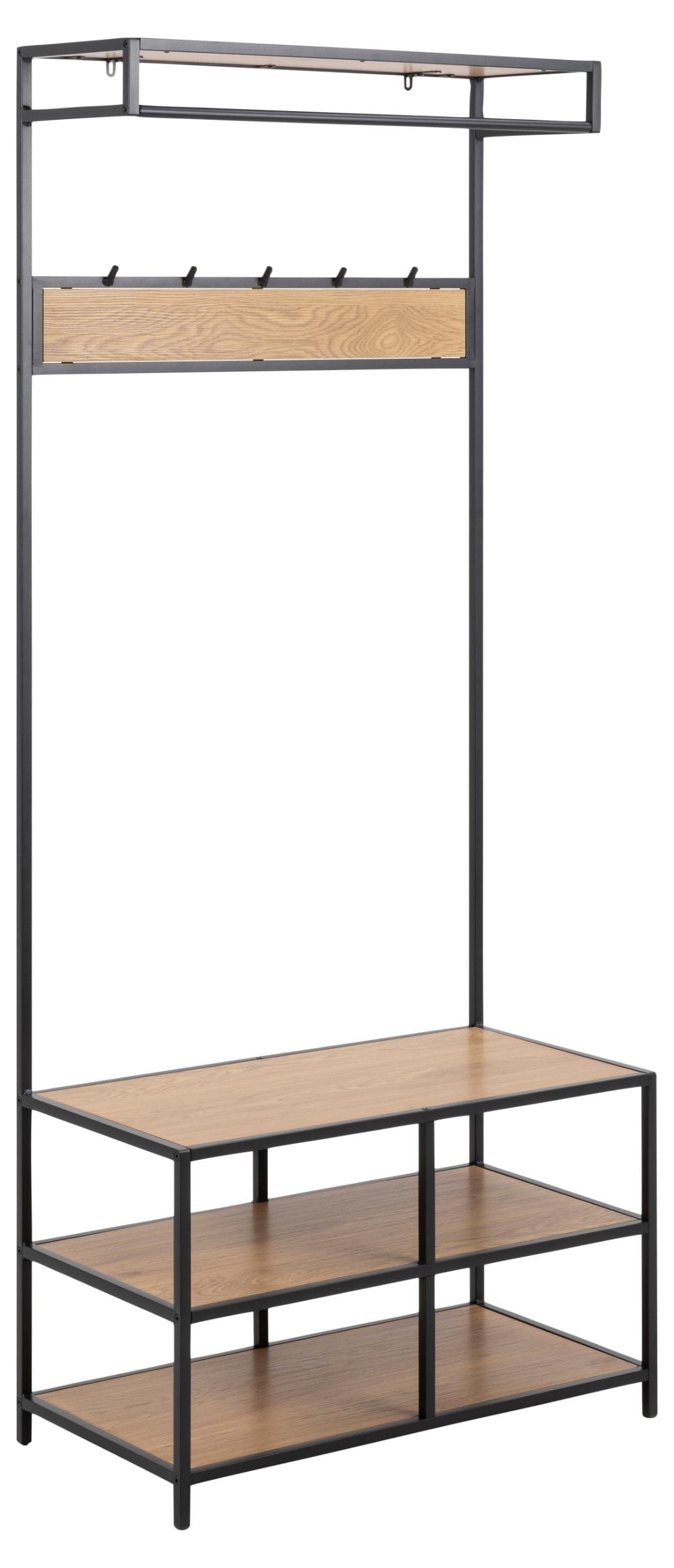 Actona Appendiabiti da terra in metallo e MDF Seaford Nero
