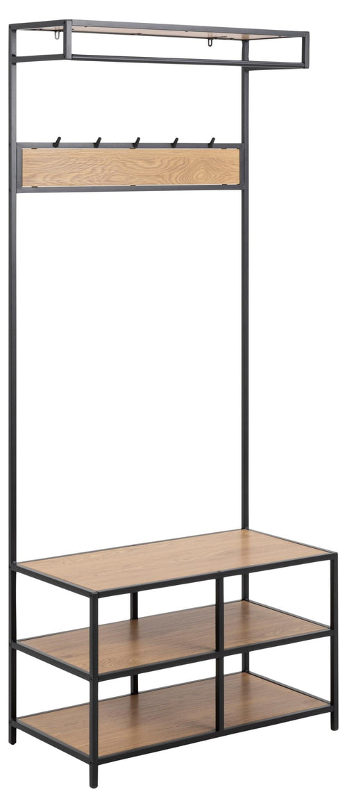 Actona Appendiabiti da terra in metallo e MDF Seaford Nero