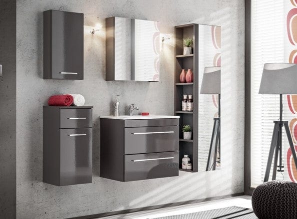 Comad Armadietto bagno alto con 1 anta e specchio Twist Grigio