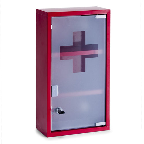 Zeller Armadietto per medicinali, 2 ripiani, metallo rosso, l25xl12xh45 cm