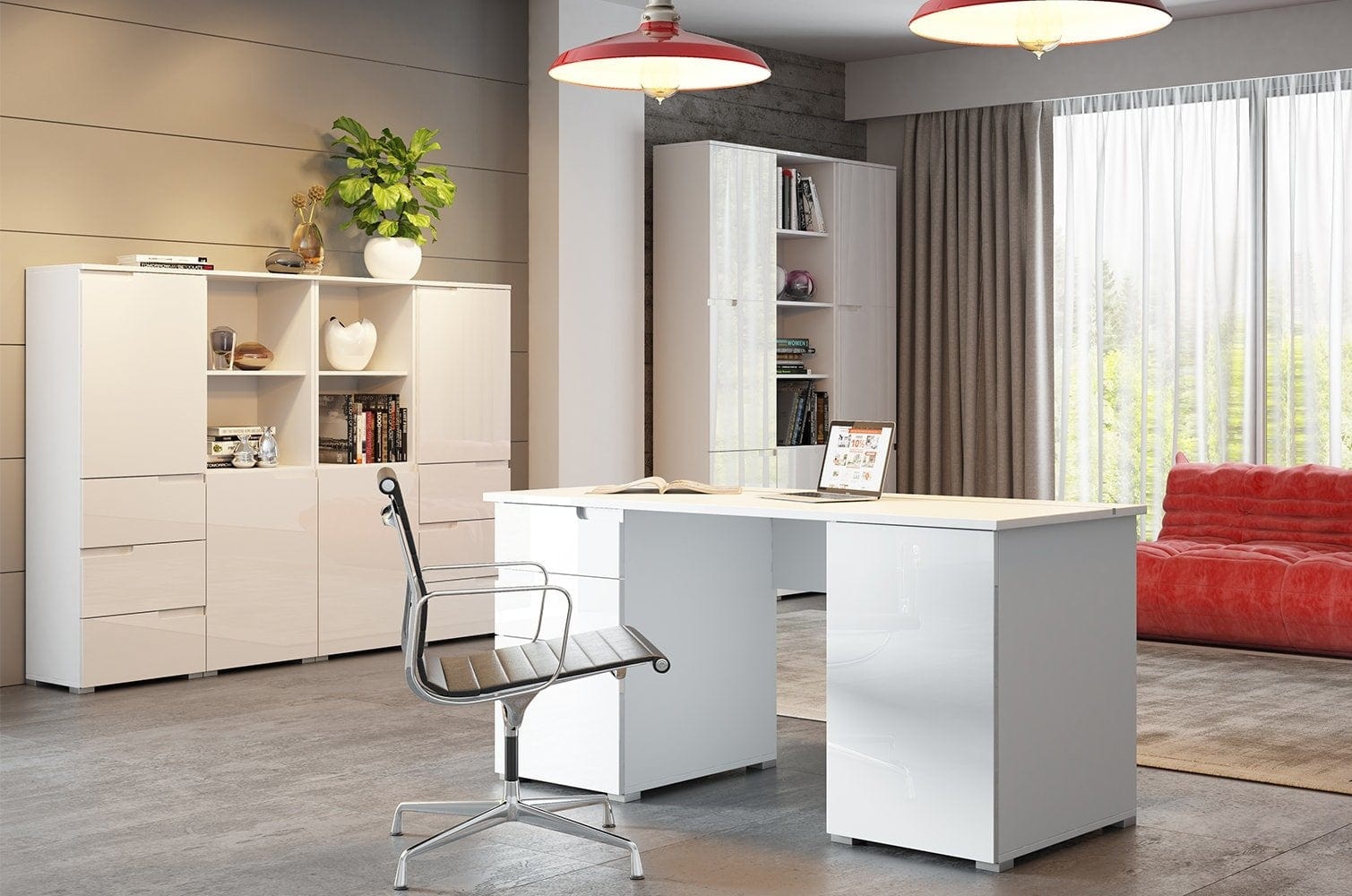 Armadio a 3 ante in MDF e pallet Big Gabrielle 13 Bianco, L50xL35xH216 cm (4)