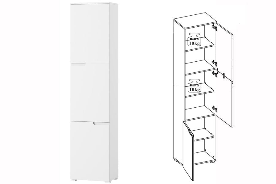 Armadio a 3 ante in MDF e pallet Big Gabrielle 13 Bianco, L50xL35xH216 cm (5)
