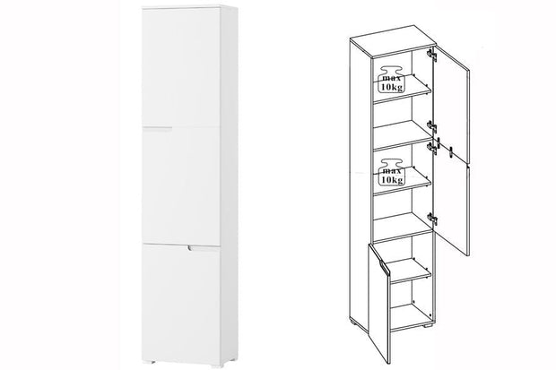 Armadio a 3 ante in MDF e pallet Big Gabrielle 13 Bianco, L50xL35xH216 cm (5)