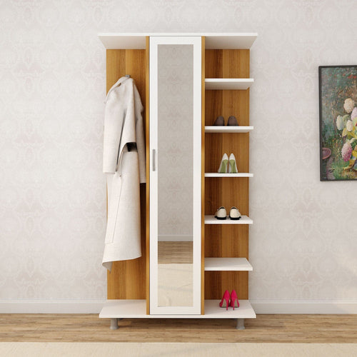 Armadio da ingresso con 1 anta e specchio Ceviz L1306 Quercia