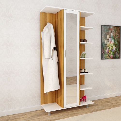 Armadio da ingresso con 1 anta e specchio Ceviz L1306 Quercia (1)