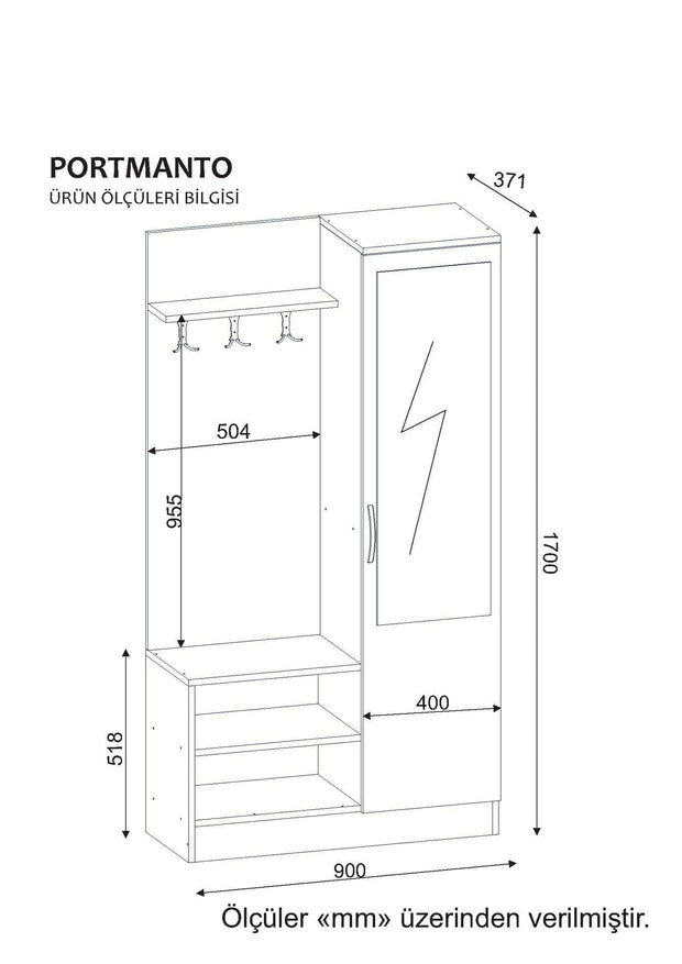 Armadio da ingresso con 1 anta e specchio Dafne Bianco (3)