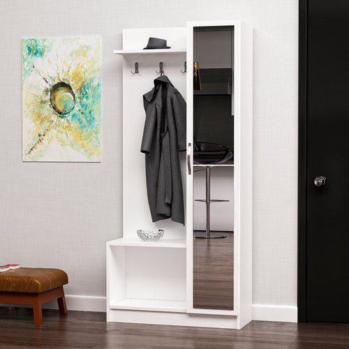 Armadio da ingresso con 1 anta e specchio Noah 3920 Bianco