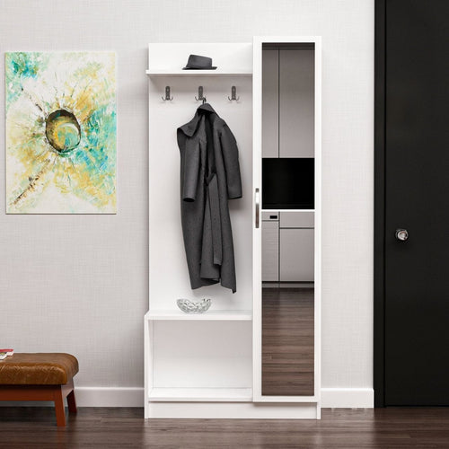 Armadio da ingresso con 1 anta e specchio Noah 3920 Bianco (1)