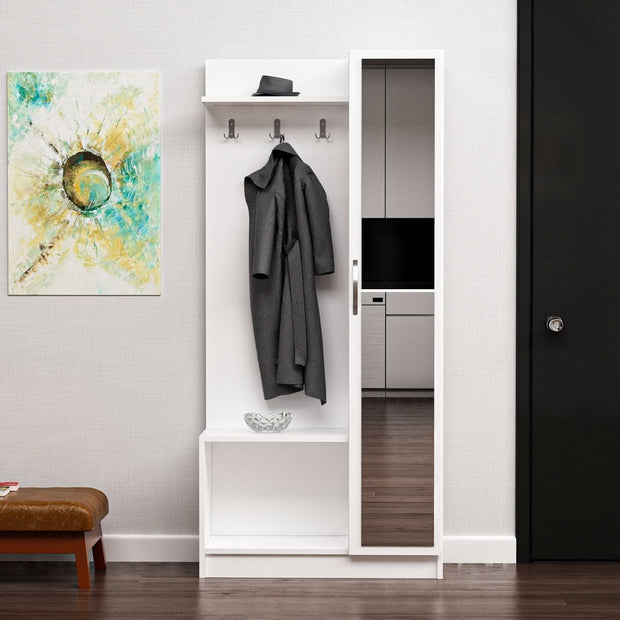Armadio da ingresso con 1 anta e specchio Noah 3920 Bianco (1)