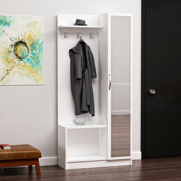 Armadio da ingresso con 1 anta e specchio Noah 3920 Bianco (2)