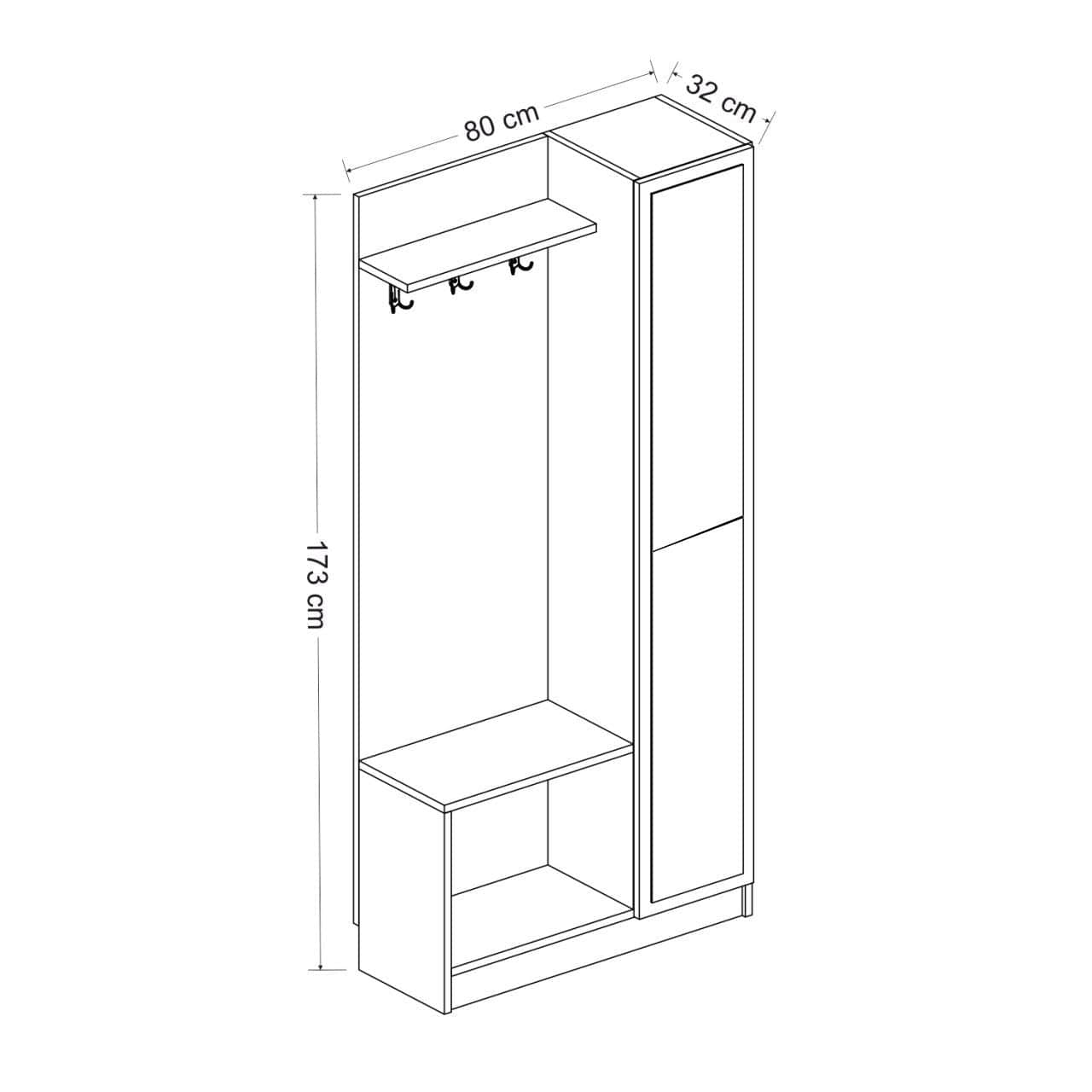 Armadio da ingresso con 1 anta e specchio Noah 3920 Bianco (5)