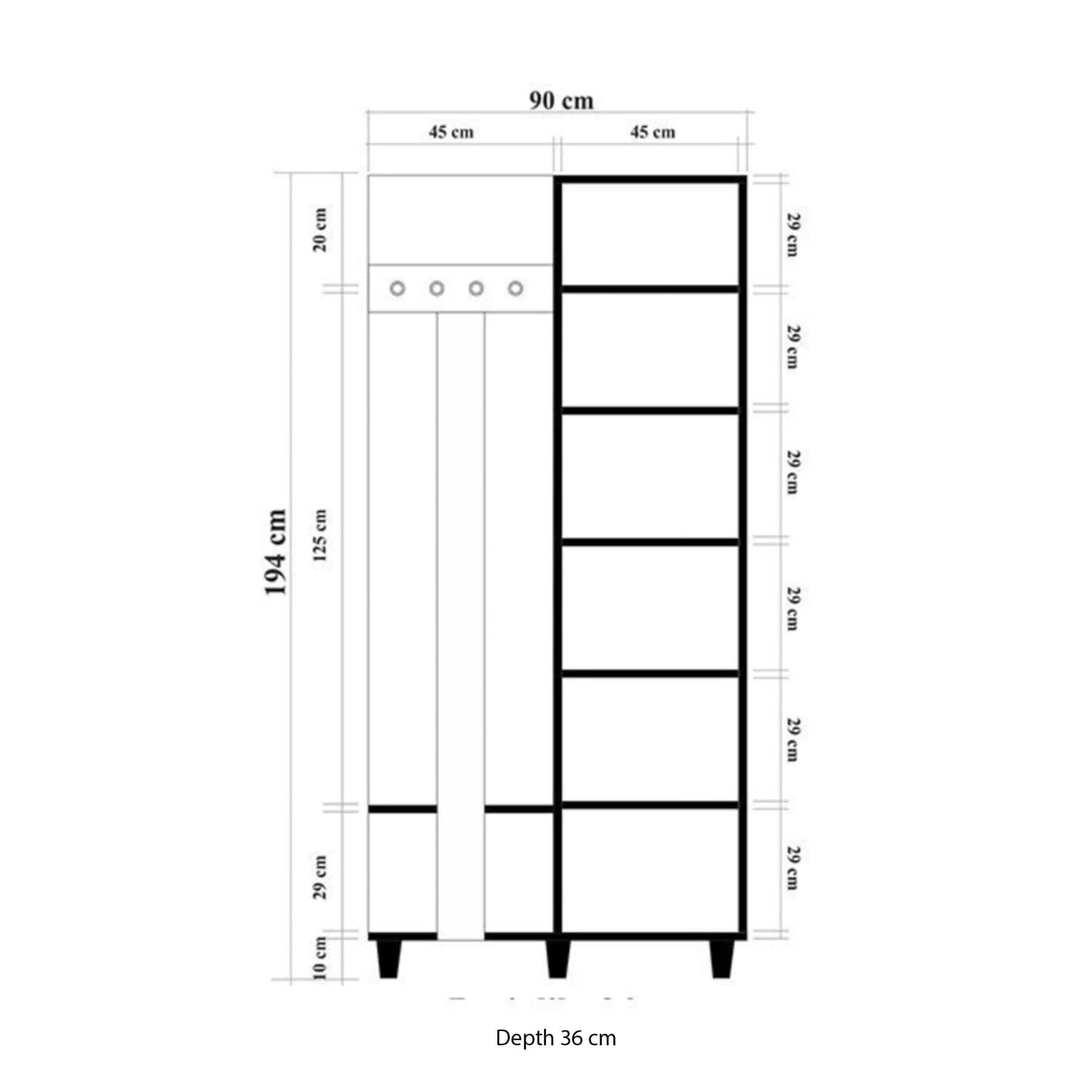 Armadio da ingresso con 1 anta Garmanto 90-521 Quercia (7)
