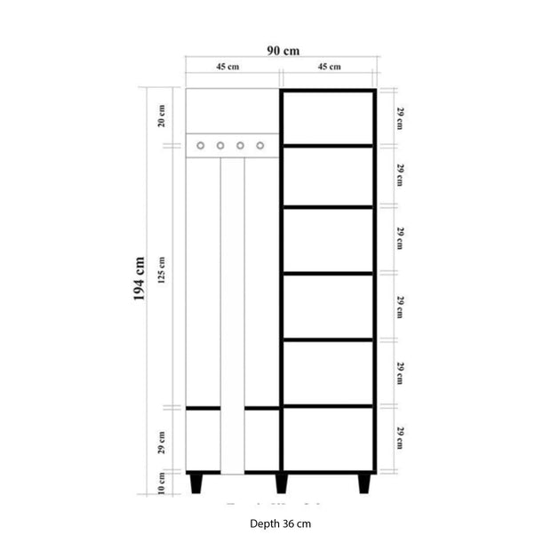 Armadio da ingresso con 1 anta Garmanto 90-521 Quercia (7)