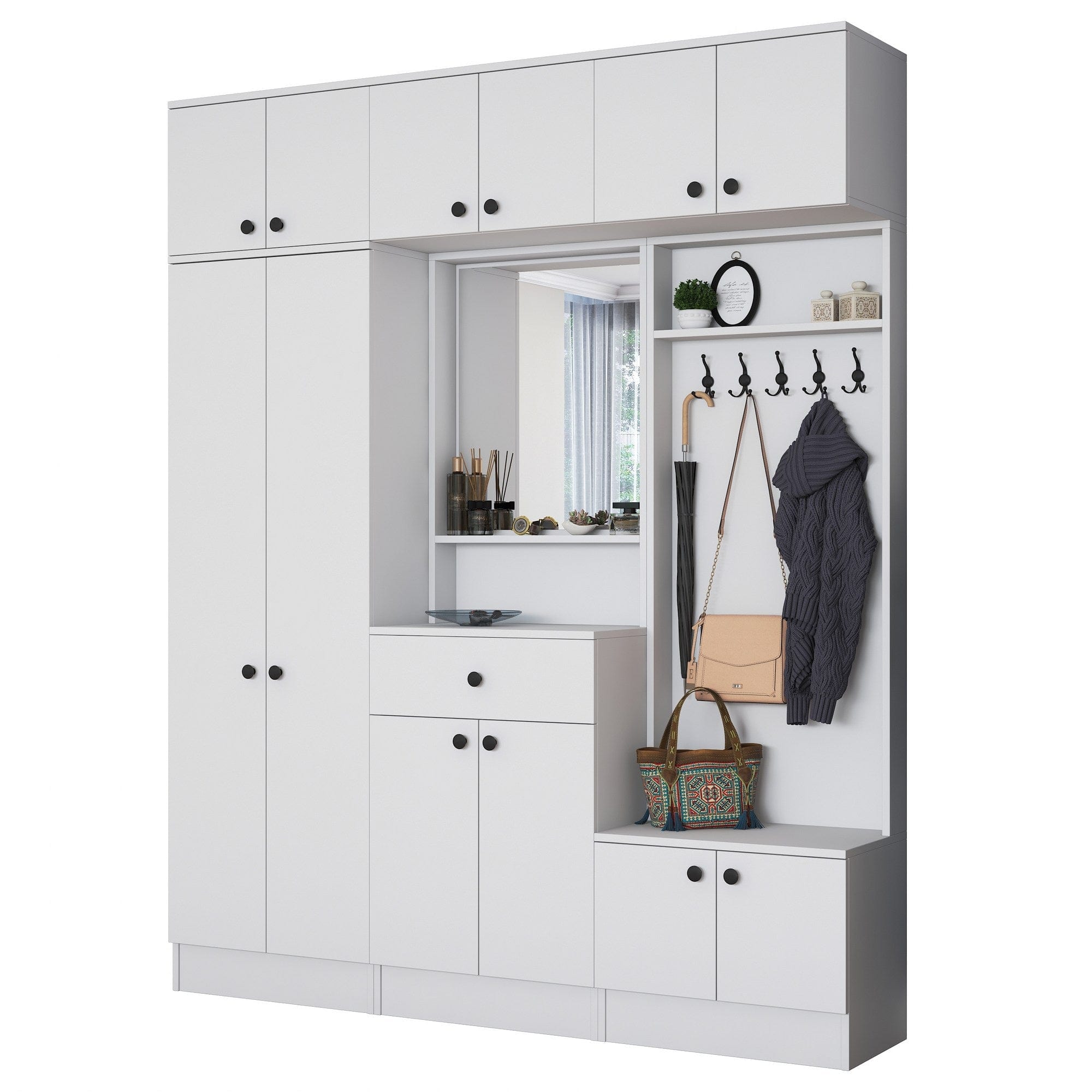 Armadio da ingresso con 12 ante e 1 cassetto EA108 2570 Bianco (6)