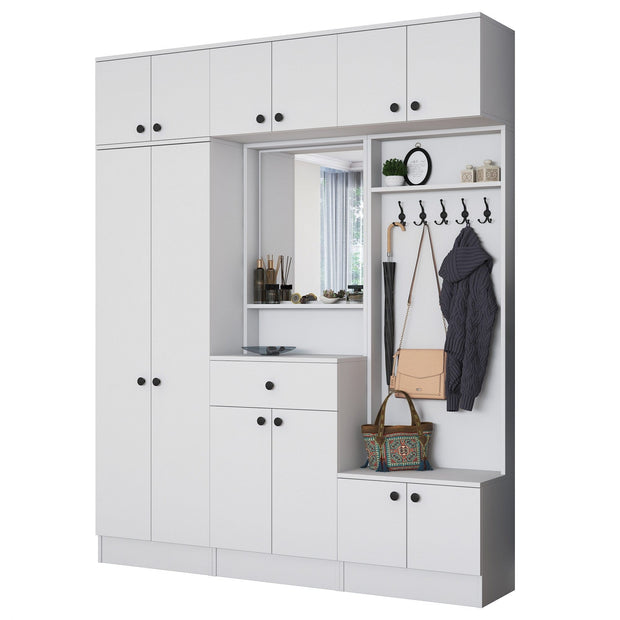 Armadio da ingresso con 12 ante e 1 cassetto EA108 2570 Bianco (6)