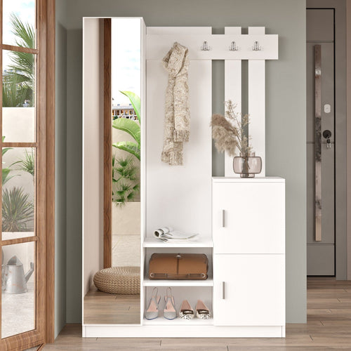 Armadio da ingresso con 2 ante e specchio DD7 W Bianco