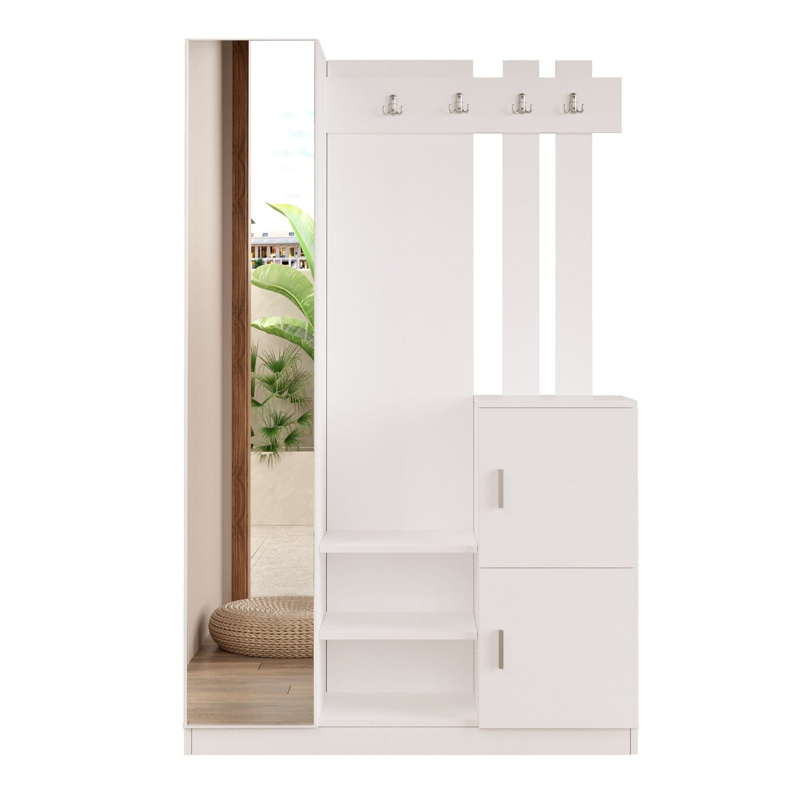 Armadio da ingresso con 2 ante e specchio DD7 W Bianco (5)