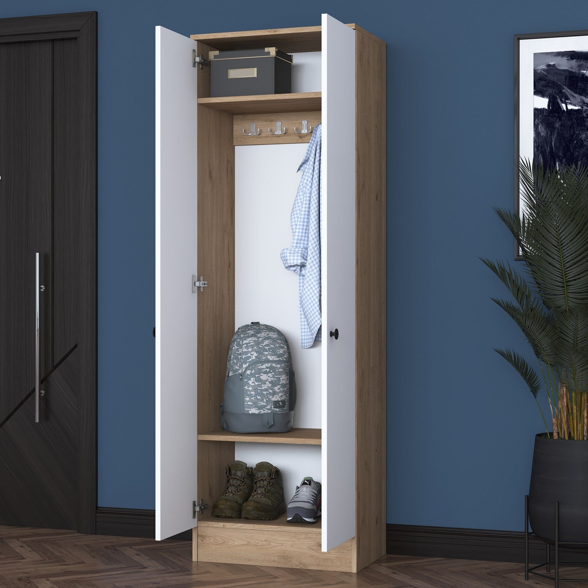 Armadio da ingresso con 2 ante P6 M14-2415 Bianco (4)