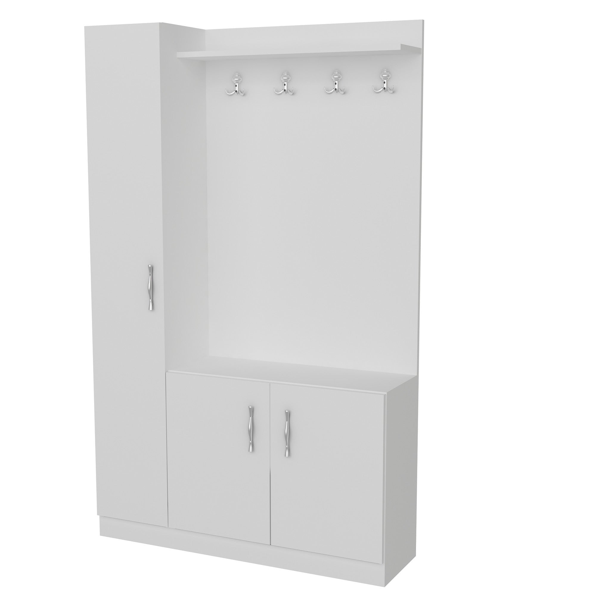 Armadio da ingresso con 3 ante e specchio Naturel Bianco (2)