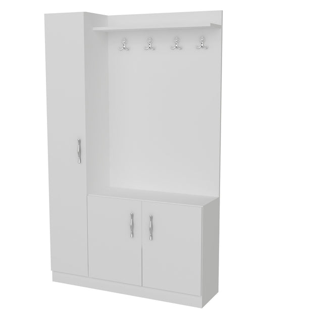 Armadio da ingresso con 3 ante e specchio Naturel Bianco (2)