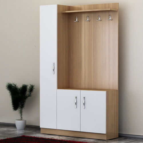 Asir Armadio da ingresso con 3 ante e specchio Naturel Bianco
