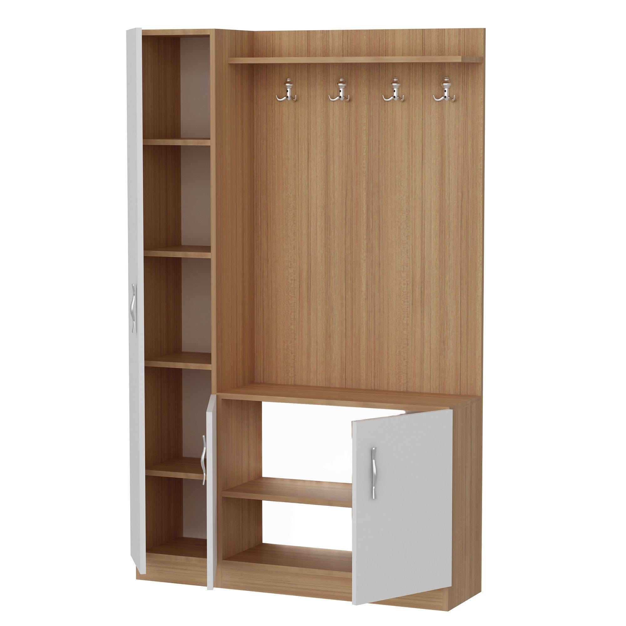 Asir Armadio da ingresso con 3 ante e specchio Naturel Bianco