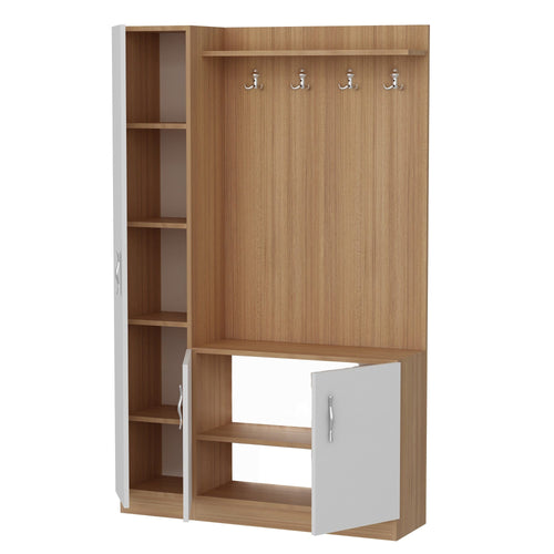 Asir Armadio da ingresso con 3 ante e specchio Naturel Bianco