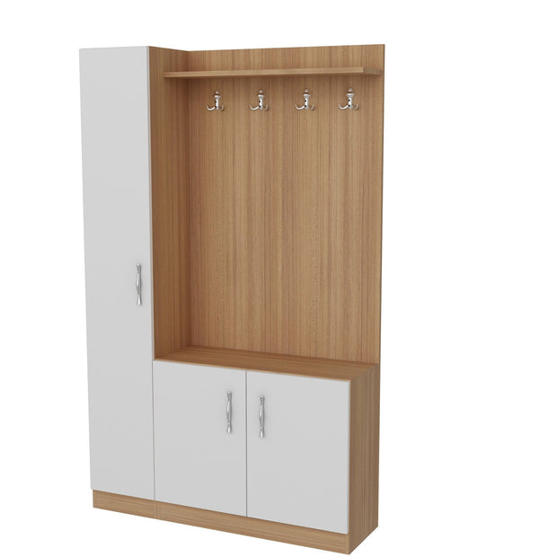 Armadio da ingresso con 3 ante e specchio Naturel Bianco (2)