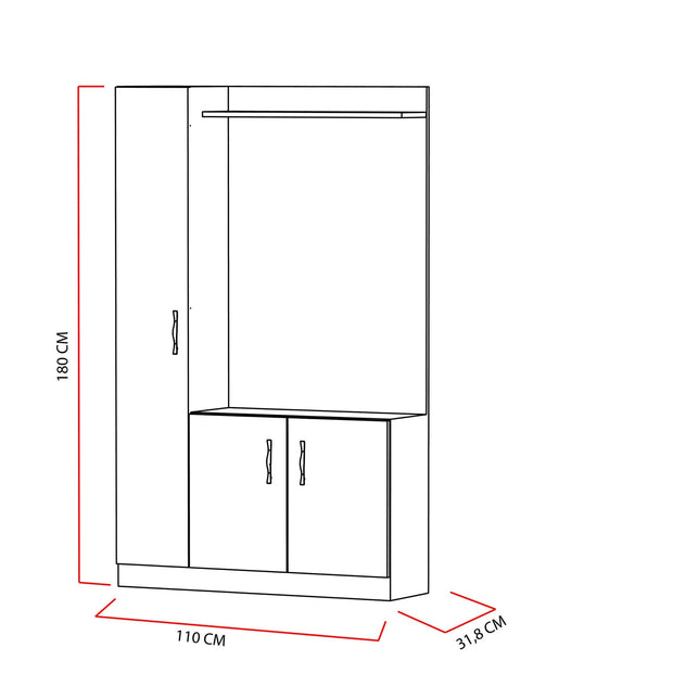 Armadio da ingresso con 3 ante e specchio Naturel Bianco (3)