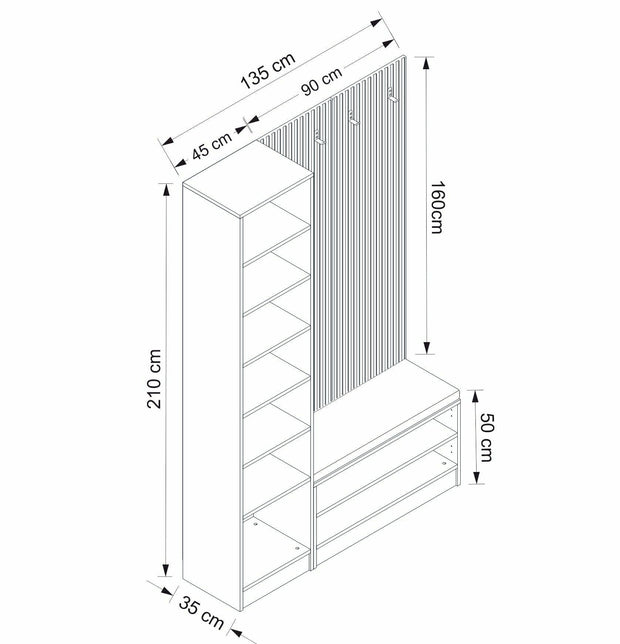 Armadio da ingresso con 3 ante Noah 8312 Noce (7)