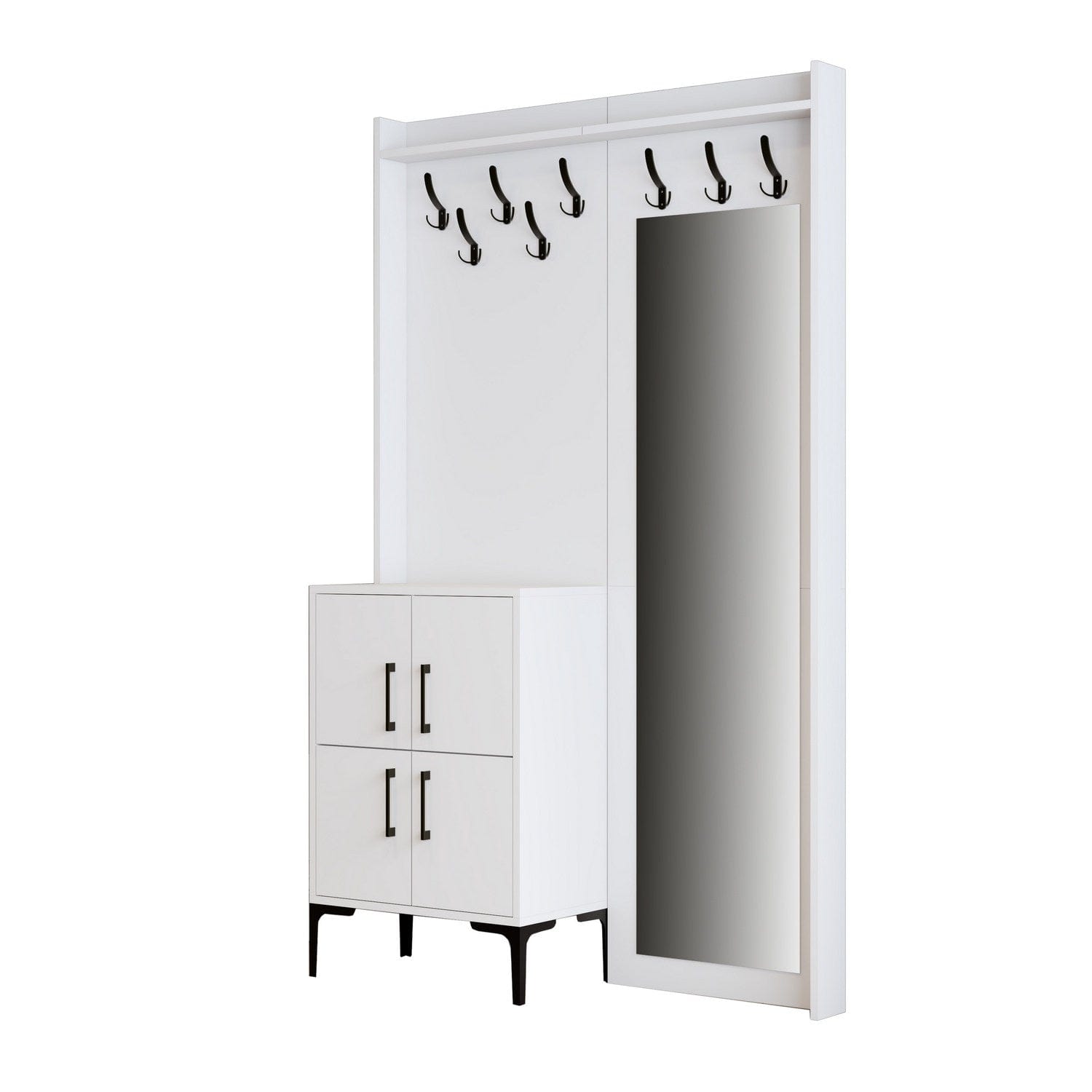Armadio da ingresso con 4 ante e specchio Berlin BC Bianco (4)