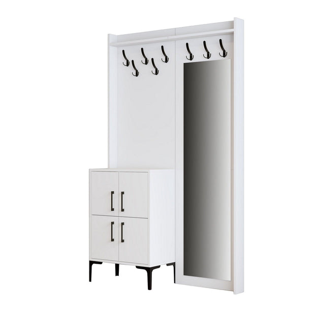 Armadio da ingresso con 4 ante e specchio Berlin BC Bianco (4)
