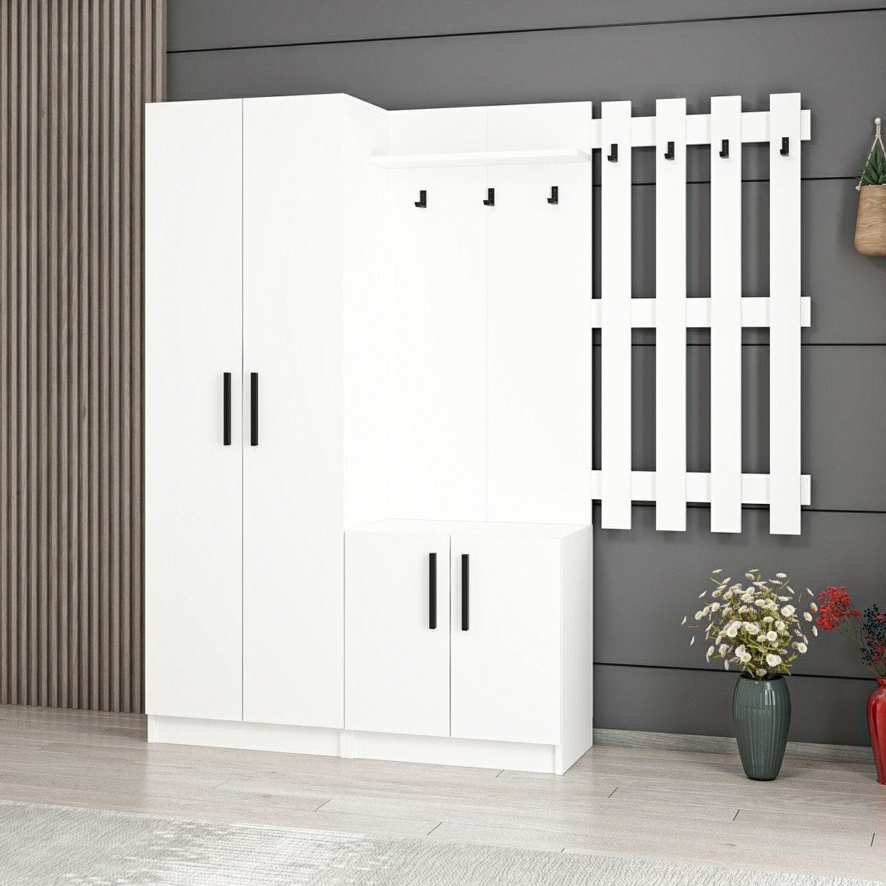 Armadio da ingresso con 4 ante Noah 7307 Bianco