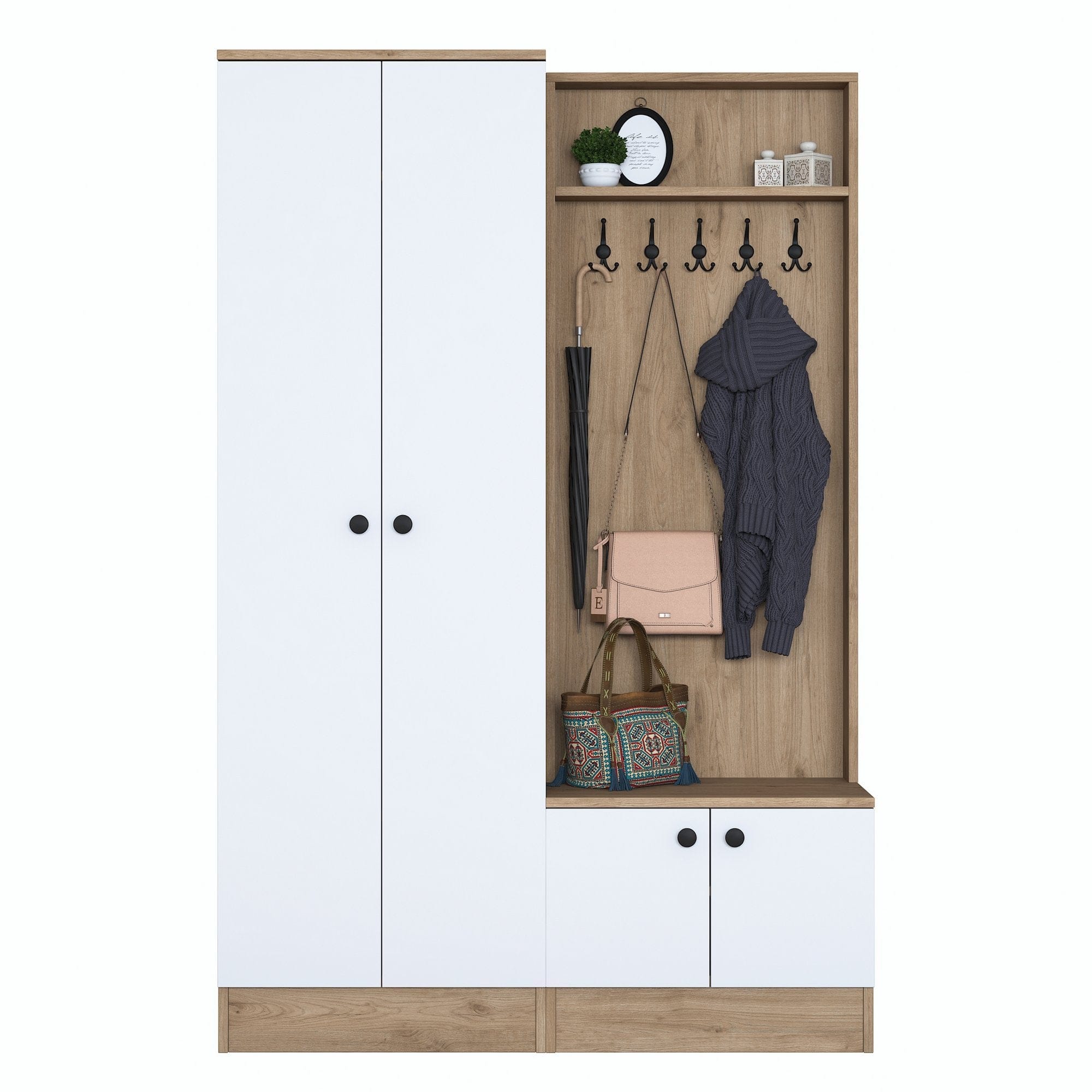 Armadio da ingresso con 4 ante P6 M11-2389 Noce (8)