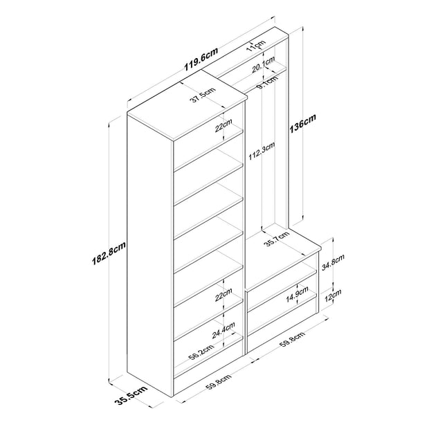 Armadio da ingresso con 4 ante P6 M11-2389 Noce (12)