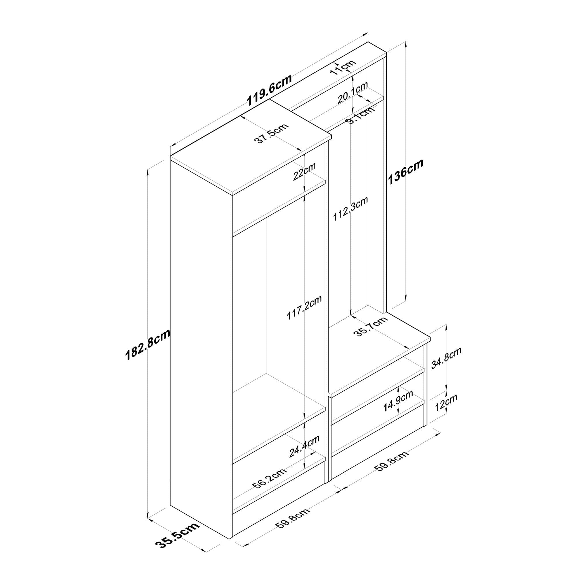 Armadio da ingresso con 4 ante P6 M5-2423 Bianco (8)