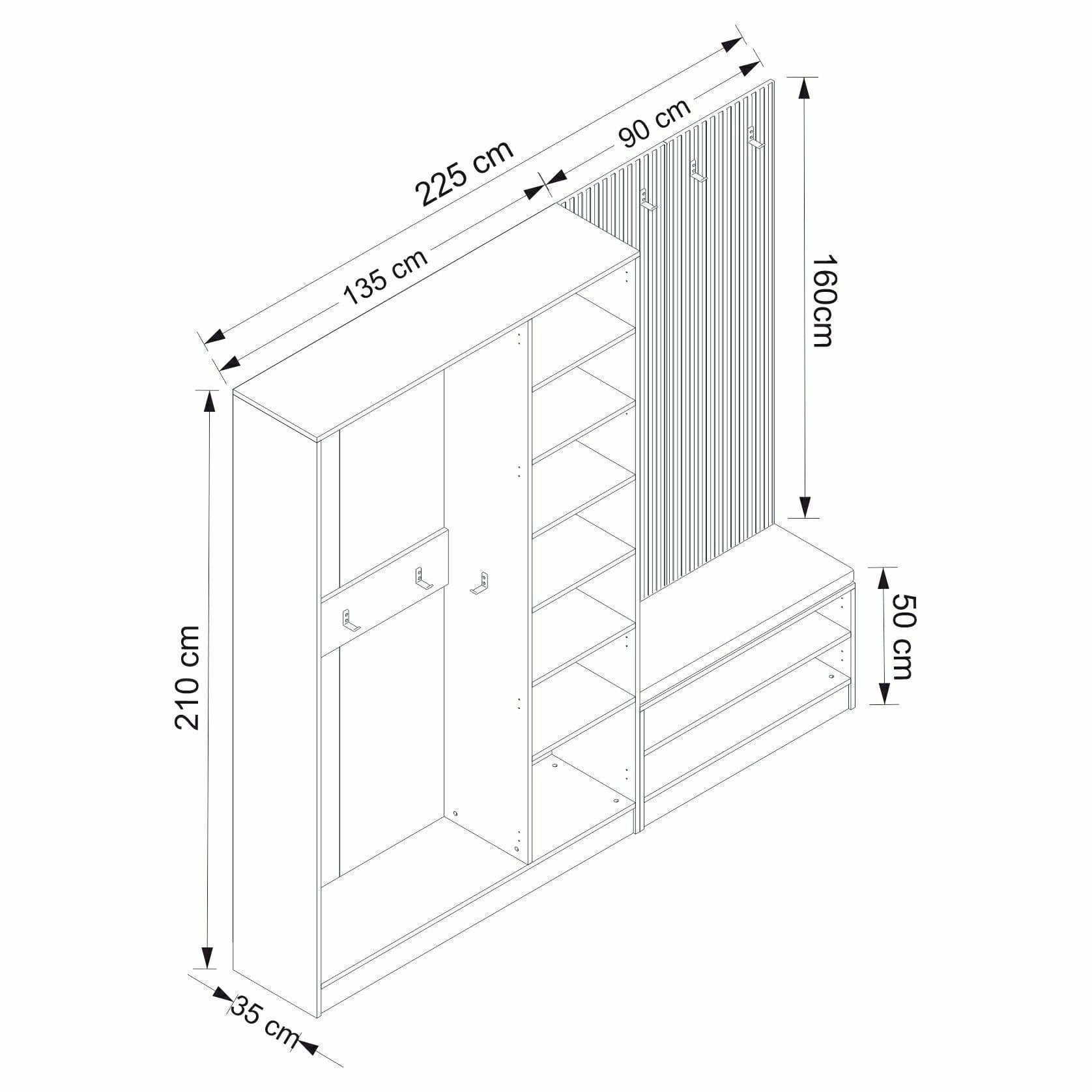 Armadio da ingresso con 5 ante Noah 8320 Bianco (7)