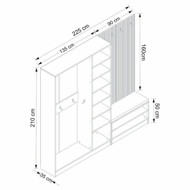 Armadio da ingresso con 5 ante Noah 8320 Bianco (7)