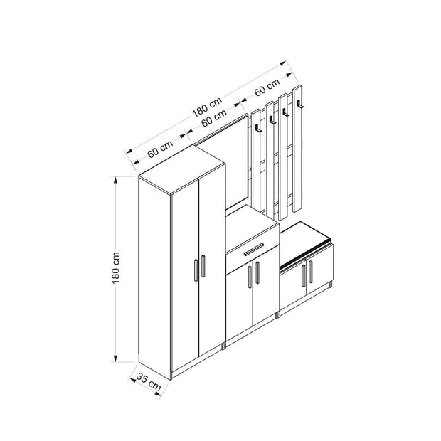 Asir Armadio da ingresso con 6 ante e 1 cassetto Noah 7310 Bianco
