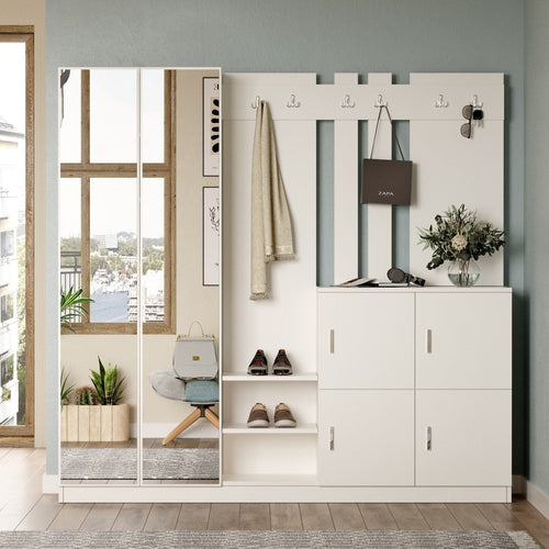 Asir Armadio da ingresso con 6 ante e specchio DD9 W Bianco